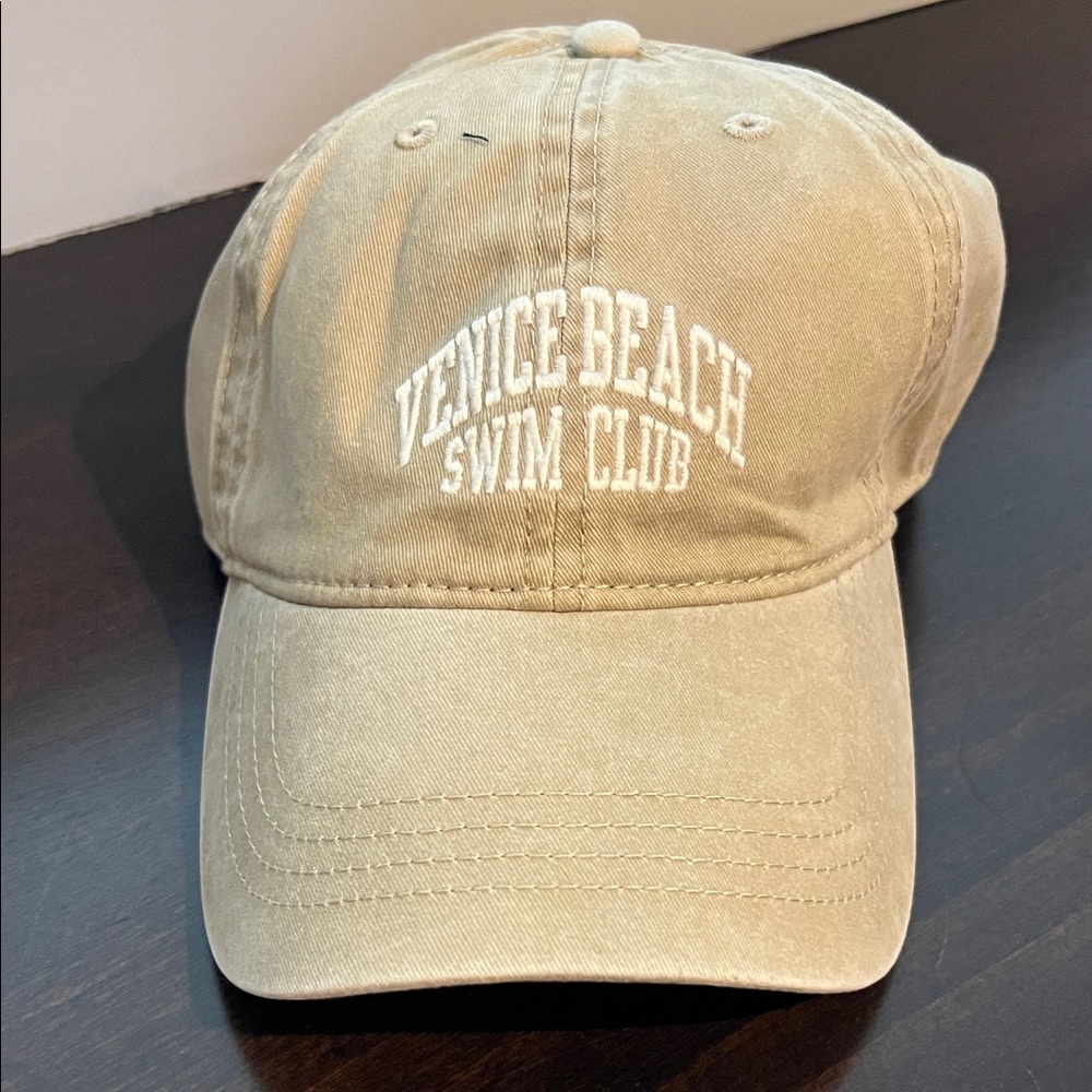 NWT * American Eagle Outfitters Beige 'Venice Beach Swim Club' Baseball Cap